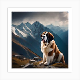 St Bernard Dog 63 Art Print