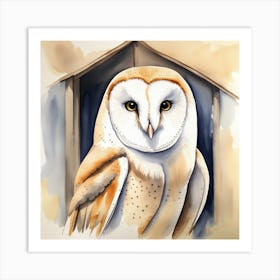 Barn Owl Watercolour2 Art Print