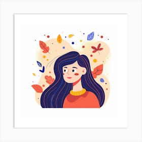 Autumn Girl With Leaves Art Print