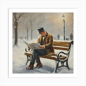 Reading In The Snow Art Print