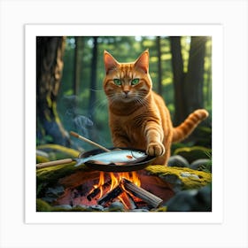 Leonardo Phoenix 10 A Vibrant Orange Tabby Cat With Bright Whi 0 Art Print