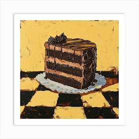 Chocolate Yellow Checkerboard 2 Art Print