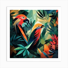 Parrots In The Jungle Art Print