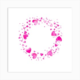 Pink Hearts In A Circle Art Print