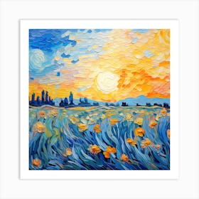 Sunset With Poppies Art Print