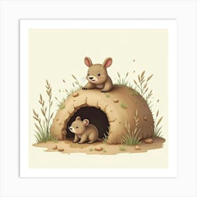 Wombat Digging A Burrow Art Print