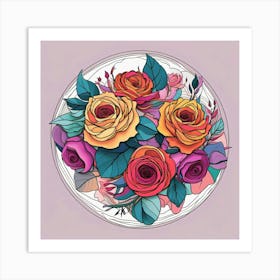 Roses In A Vase Art Print