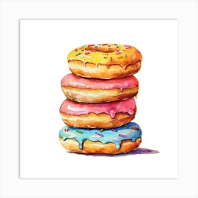 Stack Of Rainbow Donuts 3 Art Print