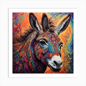 Dreamshaper V7 A Psychedelic Representation Donkeys Face With 0 Art Print