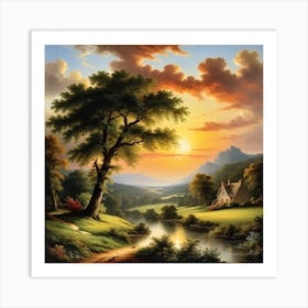 Sunset Over The River 1 Art Print