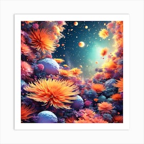 Abstract Flowers In Space Art Print