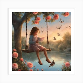 Swinging Girl Art Print