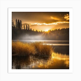 Sunrise Over Lake 2 Art Print