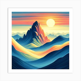 Sunset Mountain Landscape Art Print