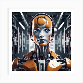 Robot In A Computer Room Art Print