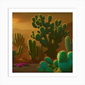 Desert Cactus Art Print