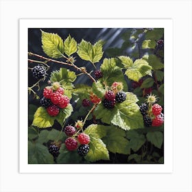 Bramble Bush and BlackBerry Fruits Art Print