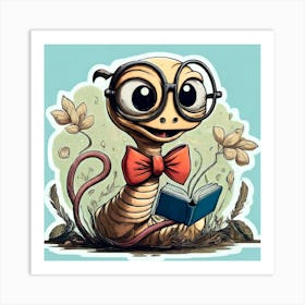 Worm Reading A Book Art Print