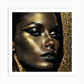 Gold Glitter Makeup Art Print