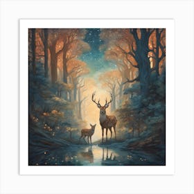 Deer and Fawn Art Print