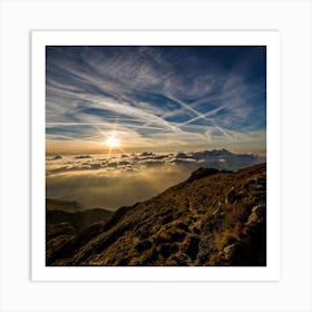 Sunrise Over The Clouds Art Print