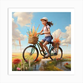 Girl On A Bicycle Art Print