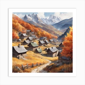 Village In Autumn 12 Art Print