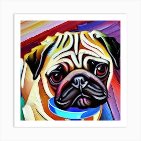 Pug Dog Painting Art Print