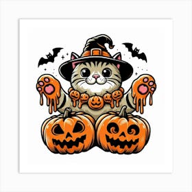 Cute Halloween Cat Art Print