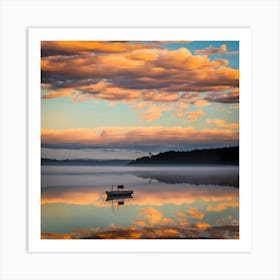 Boat On A Lake Art Print