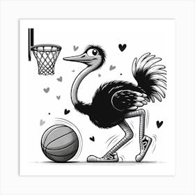 Ostrich Basketball 1 Art Print