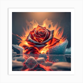 Fire Rose Art Print