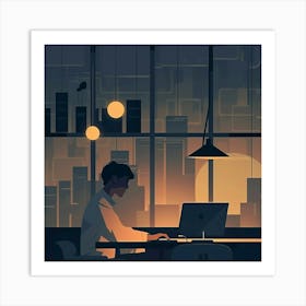 Home Office Man Art Print