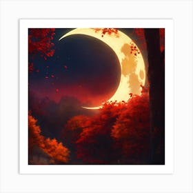 Moon In The Forest 2 Art Print