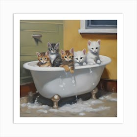 Kittens In The Bath Art Print