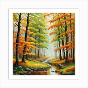 Forest In Autumn In Minimalist Style Square Composition 310 Art Print