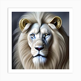 Golden White Lion Art Print