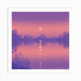 Sunset Over The Lake Art Print