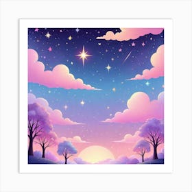 Sky With Twinkling Stars In Pastel Colors Square Composition 234 Art Print