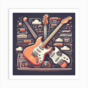 Guitar Crossed Art Print