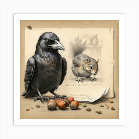 Crow And Squirrel 1 Art Print