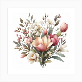 Tulips and Freesia Art Print