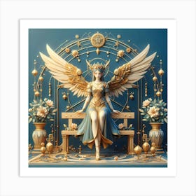 Angel With Wings 3d Illustration Art Print