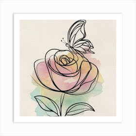 Rose And Butterfly Art Print