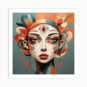 Default Folk Abstract Face Illustration 0 Art Print