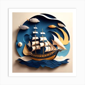 Paper art navy 11 Art Print