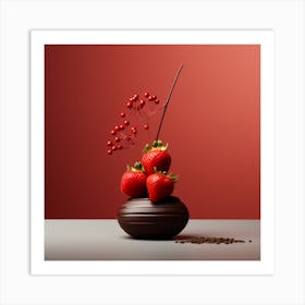 Artjuicebycsaba Chocolate Covered Strawbery Meets Japanese Zen 17 Art Print