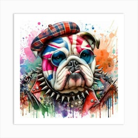 British Bulldog Punk Style Art Print