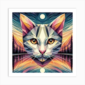 Rascal Low Poly Cat Art Print