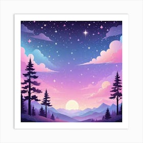 Sky With Twinkling Stars In Pastel Colors Square Composition 224 Art Print